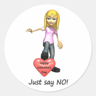 Antivalentine sagen einfach nein runder aufkleber
