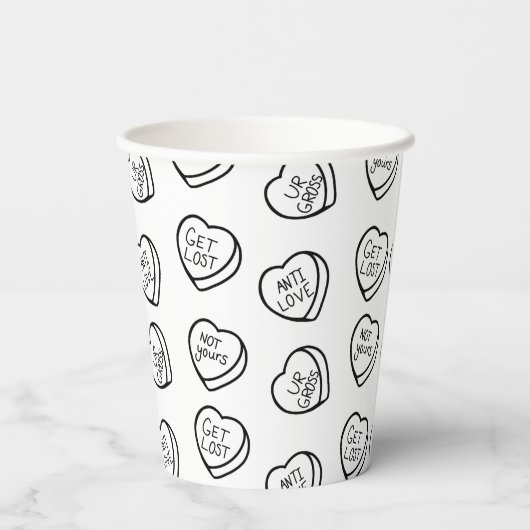 Antivalentiner Tagesherzen Pappbecher (Rückseite)