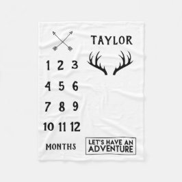 Antler Adventure Baby Boy Milestone Blanket Fleecedecke