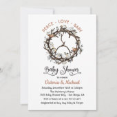 Antler and Twig Peace Sign Baby Shower Einladung (Vorderseite)