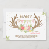 Antler Baby Shower Einladung Hirschwaldflora (Vorderseite)