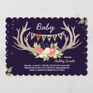 Antler Baby Shower Einladung Hirschwaldflora