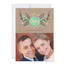 Antler, Berries und Pine Holiday Foto Card