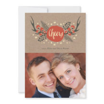 Antler, Berries und Pine Holiday Foto Card