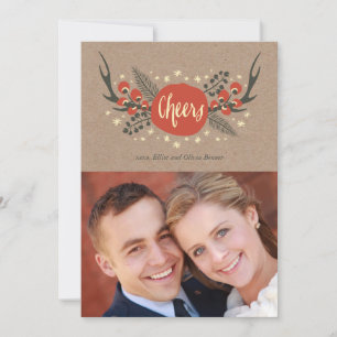 Antler, Berries und Pine Holiday Foto Card Feiertagskarte