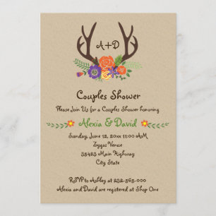 Antler & Blume Hochzeitskameraden Duschen Einladung