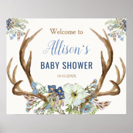 Antler boho rustikale Babydusche Begrüßungszeichen Poster