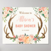 Antler boho rustikale Babydusche Begrüßungszeichen Poster (Vorne)