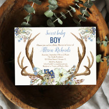 Antler boho rustikale Babydusche Einladungsjunge