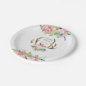 Antler Boho Watercolor Pappteller (Schrägansicht)