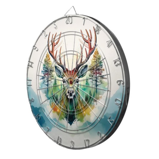 Antler Deer forest trees Dartscheibe (Vorderseite rechts)