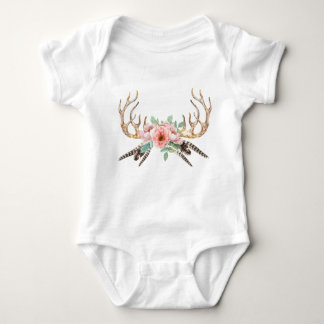 Antler Floral Baby Outfit Strampler