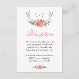 Antler Floral Wedding Reception Direction Begleitkarte