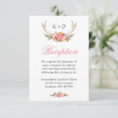 Antler Floral Wedding Reception Direction Begleitkarte (Stehend Vorderseite)