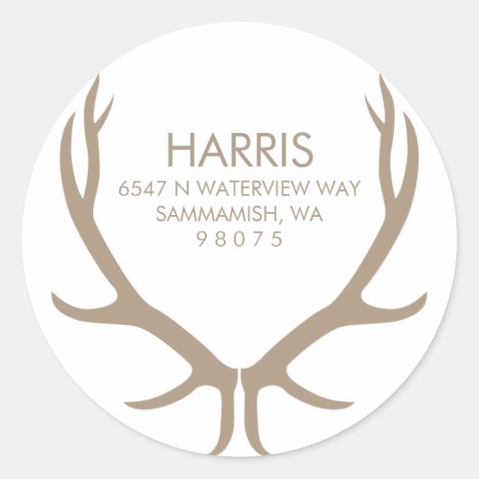 Antler geben das Adressetikett zurück Runder Aufkleber (Vorderseite)