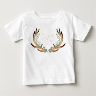 Antler & Greenery Watercolor Wreath | Blumenmädche Baby T-shirt