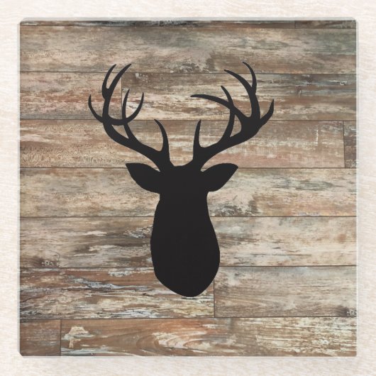 Antler Holz Malerei rustikalen Stil Glasuntersetzer (Vorderseite)
