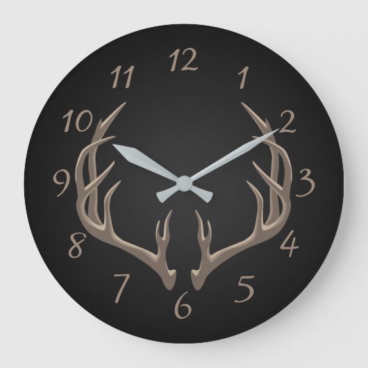 Antler Illustration Große Wanduhr (Vorderseite)