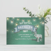 Antler Jagd Bachelor Stag Party String Lights Einladung (Stehend Vorderseite)