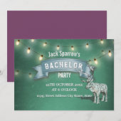Antler Jagd Bachelor Stag Party String Lights Einladung (Vorne/Hinten)