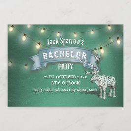 Antler Jagd Bachelor Stag Party String Lights Einladung