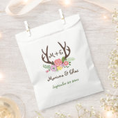 Antler & Korallenrosa Blume Waldhochzeit Geschenktütchen (Ausgeschnitten)