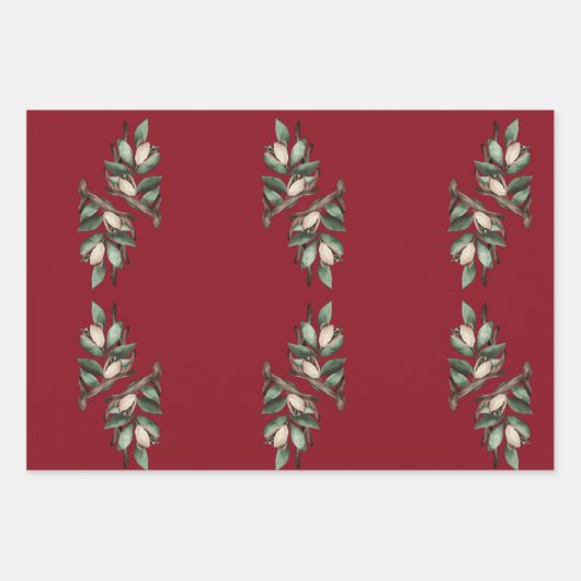 Antler mit grünem Zweig Geschenkpapier Set (Vorderseite 3)