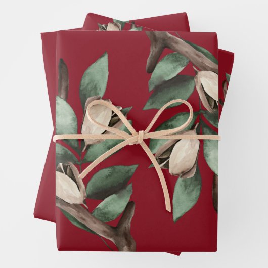 Antler mit grünem Zweig Geschenkpapier Set (Beispiel)