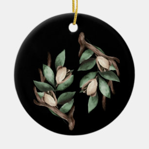 Antler mit grünem Zweig Keramik Ornament