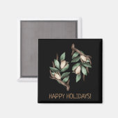 Antler mit grünem Zweig Magnet (Vorderseite/Rückseite)