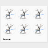 Antler Stag Reindeer Frohe Weihnachten Runder Aufkleber (Blatt)