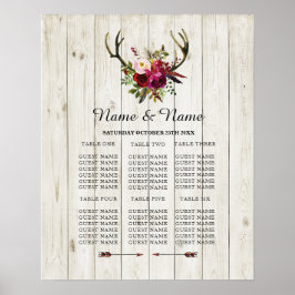 Antler Stag Table Wedding Floral Poster Sitzplatz
