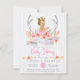 Antler Tribal Boho Princess Baby Dusche Einladung