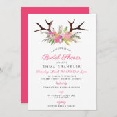 Antler und Blume Rustikales Brautparty Einladung (Vorne/Hinten)