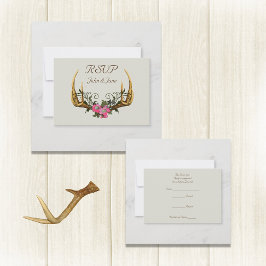 Antler und rosa Rosen RSVP-Karte RSVP Karte