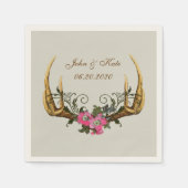 Antler und Rose Pink Wedding Napkins Serviette (Vorderseite)