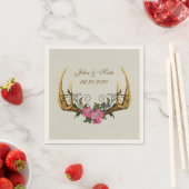 Antler und Rose Pink Wedding Napkins Serviette (Beispiel)