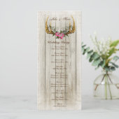 Antler und Rose Rosa Hochzeitsprogramm Programm (Stehend Vorderseite)