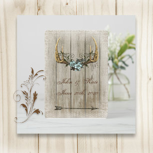 Antler und Rose Rustikale Einladung zur Hochzeit