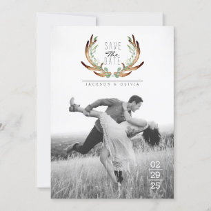 Antler & Vine Wasserfarbe Save the Date Foto
