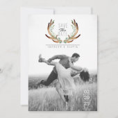 Antler & Vine Wasserfarbe Save the Date Foto (Vorderseite)