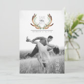 Antler & Vine Wasserfarbe Save the Date Foto (Stehend Vorderseite)
