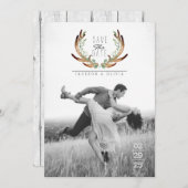 Antler & Vine Wasserfarbe Save the Date Foto (Vorne/Hinten)