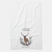 Antlered Deer Buck Wreath Frohe Weihnachten Geschirrtuch (Vertikal)