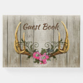 Antlers and Pink Roses Guest Book Gästebuch (Vorderseite)