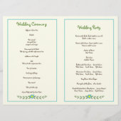 Antlers & aqua Blume Monogramm Hochzeitsprogramm (Rückseite)