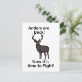 Antlers Are Back It's Time To Fight Deer Quote Postkarte (Stehend Vorderseite)