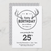 Antlers Birthday Retro inspiriert Einladung (Vorne/Hinten)