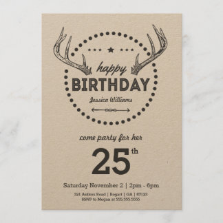Antlers Birthday Retro inspiriert Einladung