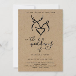 Antlers Doe & Deer Heart Jäger Hochzeit Einladung